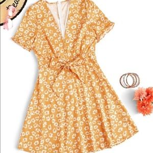 SHEIN Yellow Skater Dress